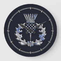 Carbon Fibre Print Silver Scottish Thistle