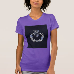 Carbon Fibre Print Silver Scottish Thistle T-Shirt