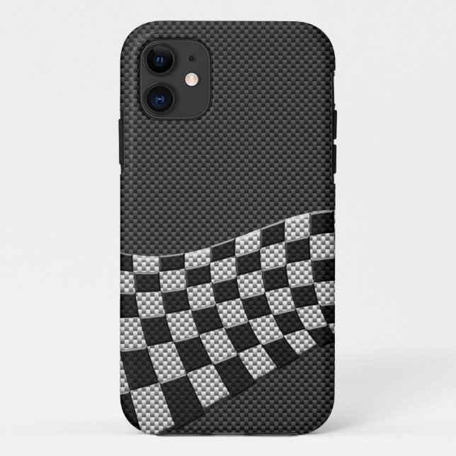 Carbon Fibre Racing Flag Wave Print Decor Case-Mate iPhone Case (Back)