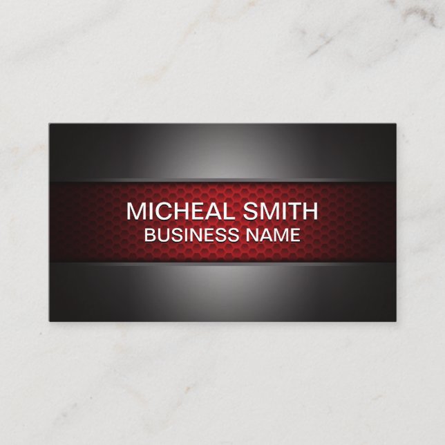 Carbon Fibre Red | Dark Metallic Business Card (Front)