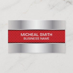 Carbon Fibre Red   Silver Metallic Business Card