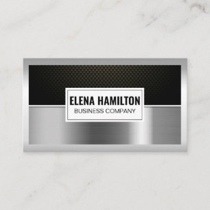 Carbon Fibre   Silver Aluminium Metallic  Business Card