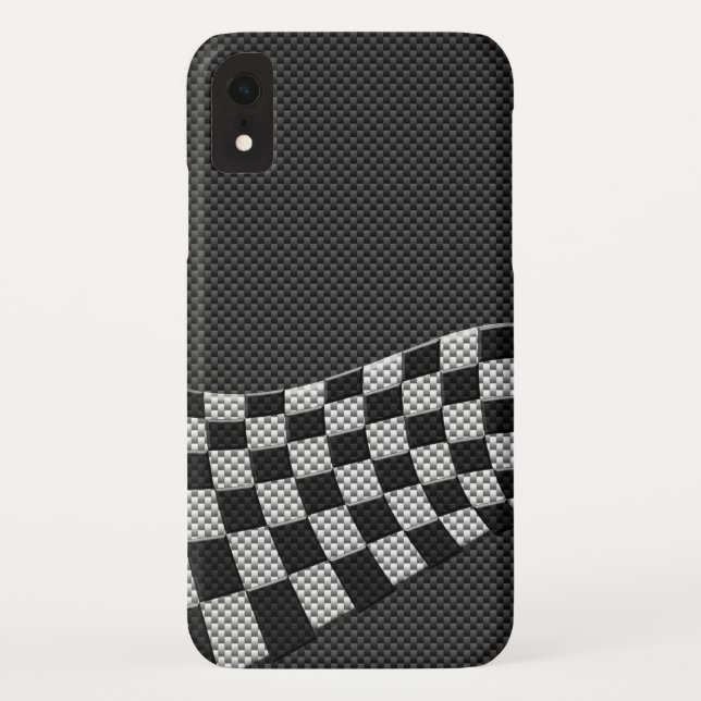 Carbon Fibre Style Chequered Racing Flag Wave Case-Mate iPhone Case (Back)