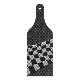 Carbon Fibre Style Chequered Racing Flag Wave Cutting Board