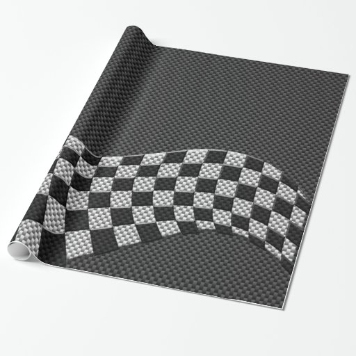 Image of Carbon Fibre Style Chequered Racing Flag Wave Wrapping Paper