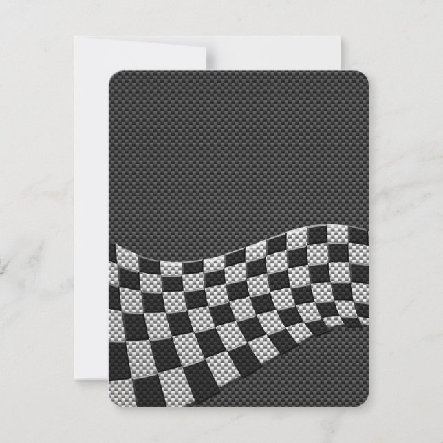 Carbon Fibre Style Racing Flag Wave Decor (Front)