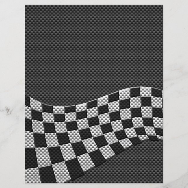 Carbon Fibre Style Racing Flag Wave Decor (Front)