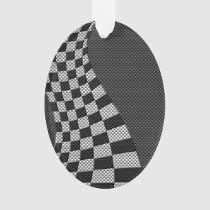 Carbon Fibre Style Racing Flag Wave Decor Ornament