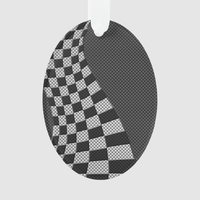 Carbon Fibre Style Racing Flag Wave Decor Ornament (Front)