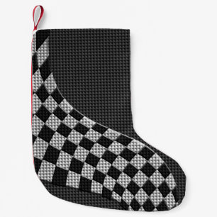 Carbon Fibre Style Racing Flag Wave Decor Small Christmas Stocking