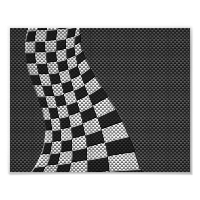 Carbon Fibre Style Racing Flag Wave Print (Front)