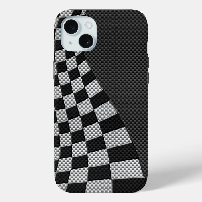 Carbon Fibre Style Racing Flag Wave Print Case-Mate iPhone Case (Back)