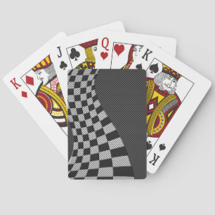 Carbon Fibre Style Racing Flag Wave Print Playing Cards