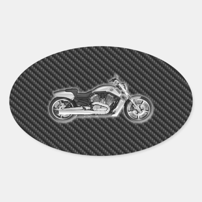 Carbon Harley Motorcycle 3D Fashion Accessory Oval Sticker (Front)