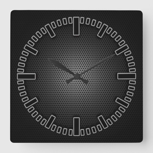 Carbon Mesh Effect "High Tech" Wall Clock (Front)