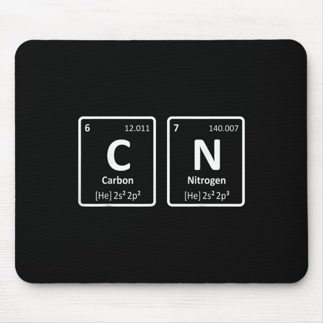 Carbon Nitrogen 67 Funny C N Periodic Table Elemen Mouse Mat (Front)