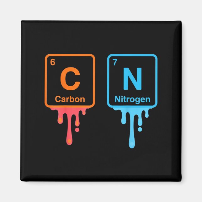 Carbon Nitrogen Science Design Fun Chemistry Lover Magnet (Front)