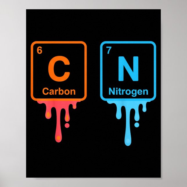 Carbon Nitrogen Science Design Fun Chemistry Lover Poster (Front)