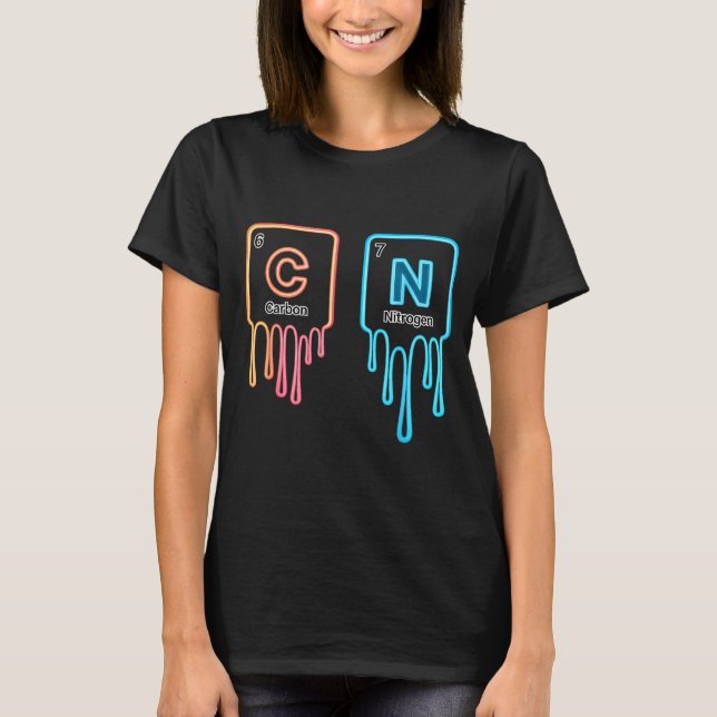 Carbon Nitrogen Science Design Fun Chemistry Lover T-Shirt (Front)