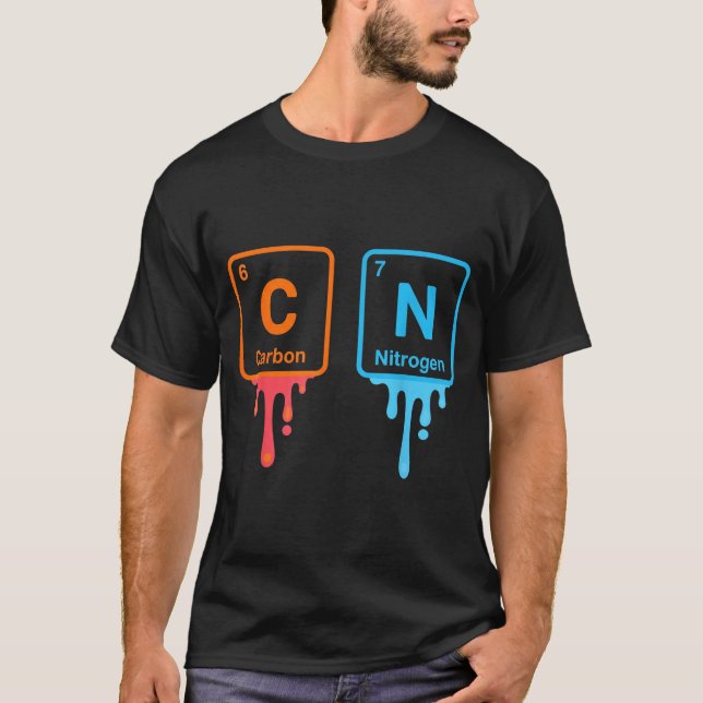 Carbon Nitrogen Science Design Fun Chemistry Lover T-Shirt (Front)