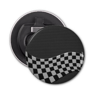 Carbon Style Racing Flag Wave Decor Bottle Opener