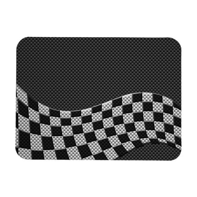 Carbon Style Racing Flag Wave Decor Magnet (Horizontal)