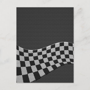 Carbon Style Racing Flag Wave Decor Postcard