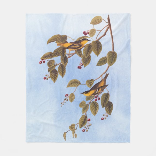 Carbonated Warbler Audubon Bird Fleece Blanket (Front)