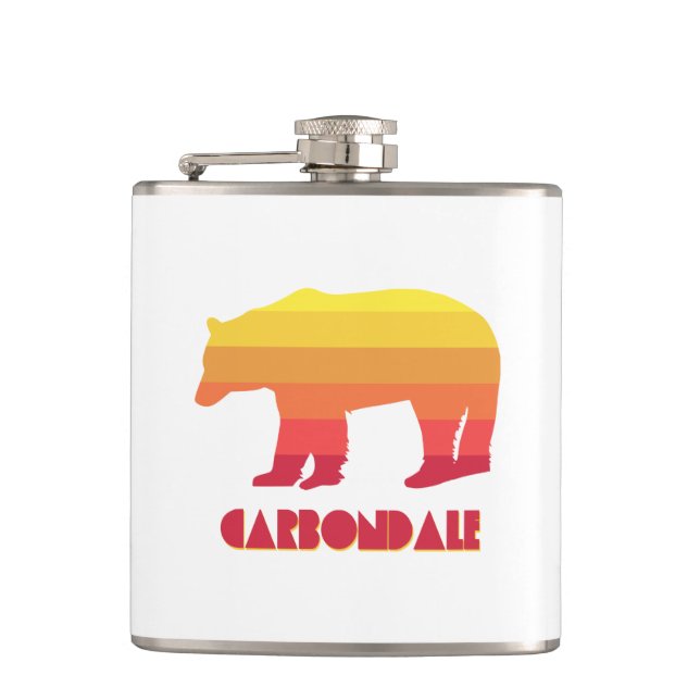Carbondale Colorado Rainbow Bear Hip Flask (Front)