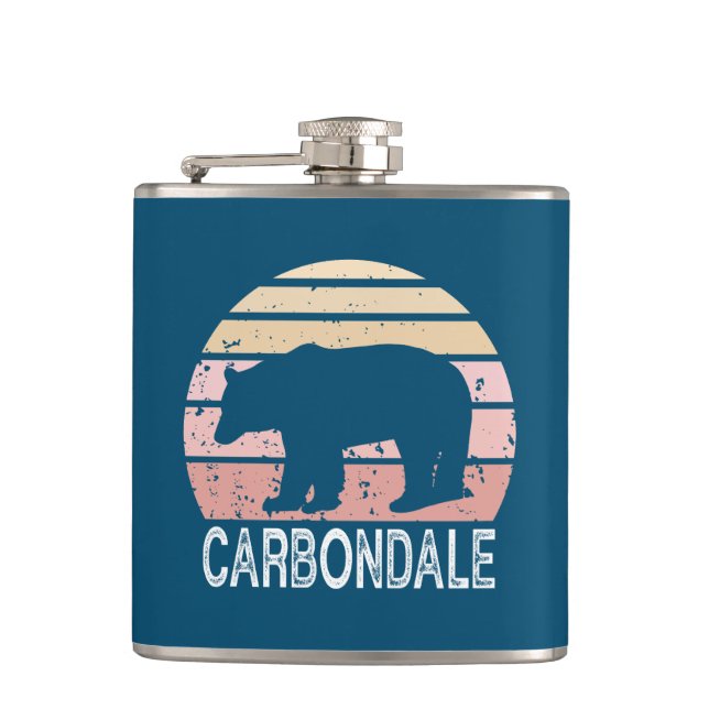 Carbondale Colorado Retro Bear Hip Flask (Front)