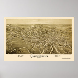 Carbondale, PA Panoramic Map - 1890 Poster
