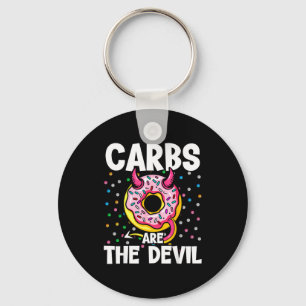 Carbs Are The Devil Funny Doughnut Diet New Year's Key Ring