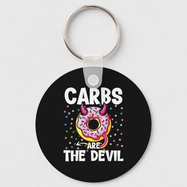 Carbs Are The Devil Funny Doughnut Diet New Year's Key Ring (Front)