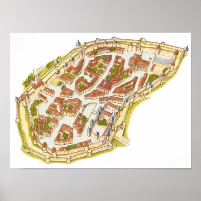 Carcassonne France. Aerial view Poster (Front)