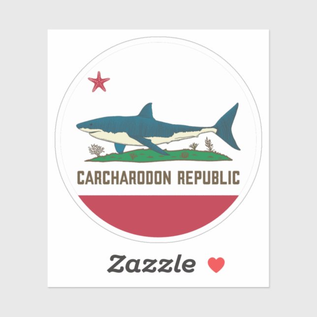 Carcharodon Republic California Flag White Shark (Sheet)