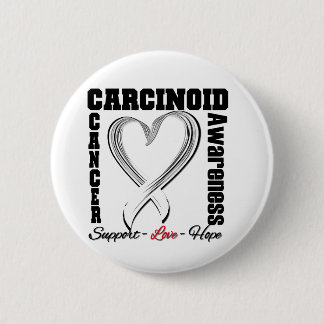 Carcinoid Cancer Awareness Heart Ribbon 6 Cm Round Badge