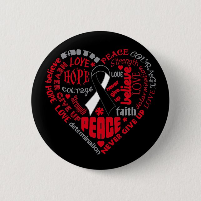 Carcinoid Cancer Awareness Heart Words 6 Cm Round Badge (Front)