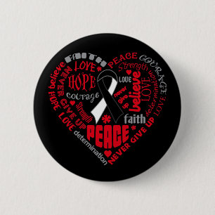 Carcinoid Cancer Awareness Heart Words 6 Cm Round Badge