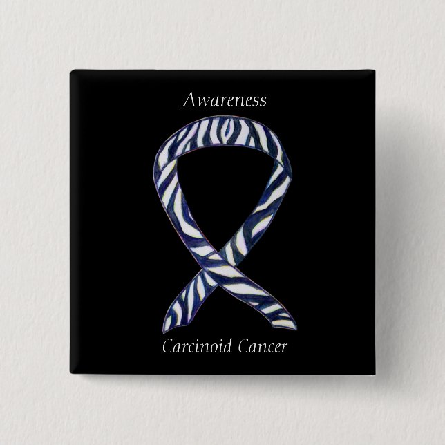 Carcinoid Cancer Awareness Ribbon Custom Pin (Front)