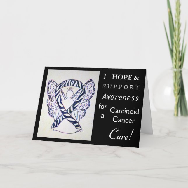 Carcinoid Cancer Awareness Ribbon Greeting Card (Front)