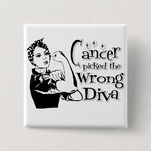 Carcinoid Cancer Picked The Wrong Diva 15 Cm Square Badge