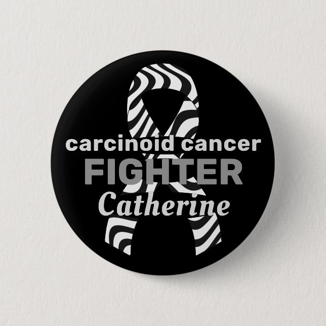 Carcinoid Cancer Ribbon Black Button (Front)