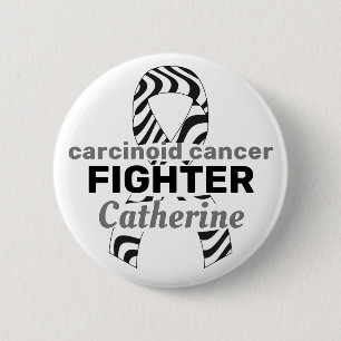 Carcinoid Cancer Ribbon White Button