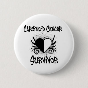 Carcinoid Cancer SURVIVOR Heart Tattoo 6 Cm Round Badge