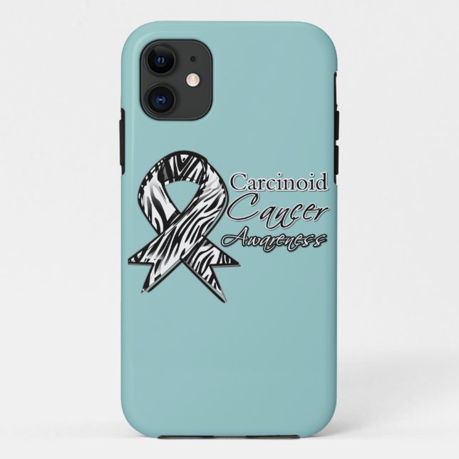 Carcinoid Cancer Zebra-Striped Awareness Ribbon Case-Mate iPhone Case (Back)