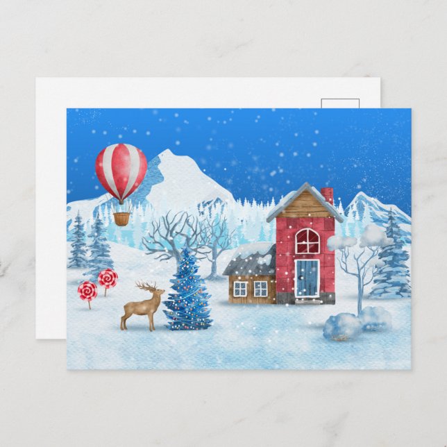 Card (10,8 x 14,2 cm) - Christmas Scene (Front/Back)