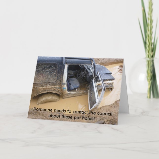 Card 4x4 off roader jeep stuck in mud (Front)