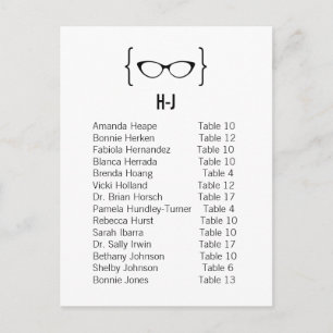 Card 6 Geeky Glasses Seating Chart Postcard v2