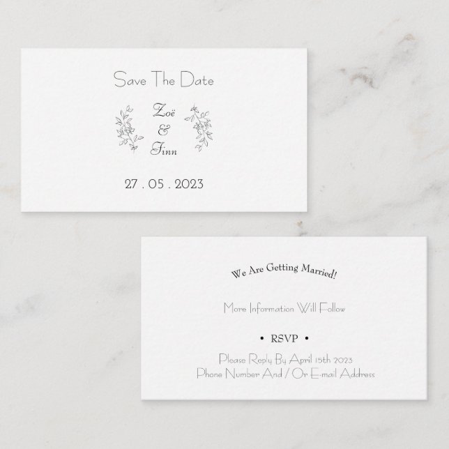 Card (8.9 x 5.1 cm) Save The Date (Front/Back)
