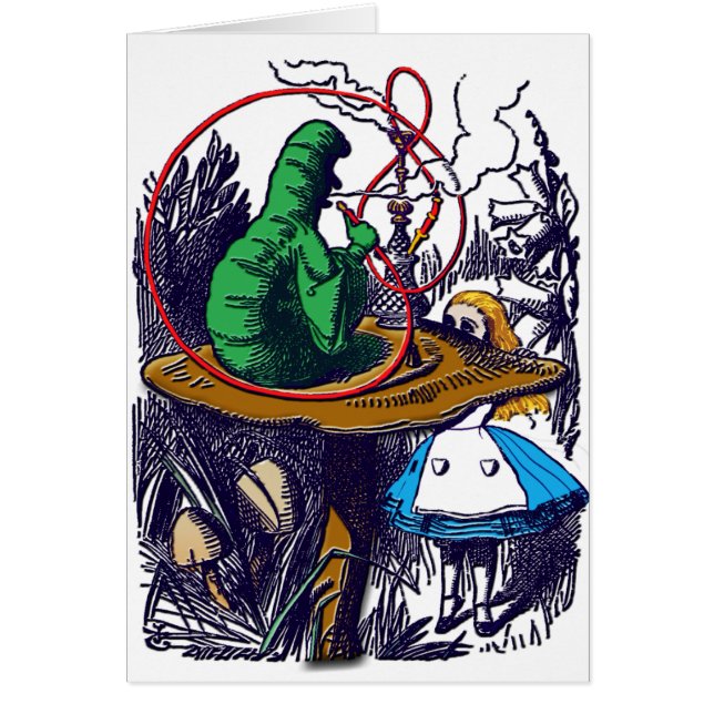 Card: Alice in Wonderland Caterpillar & Hookah (Front)